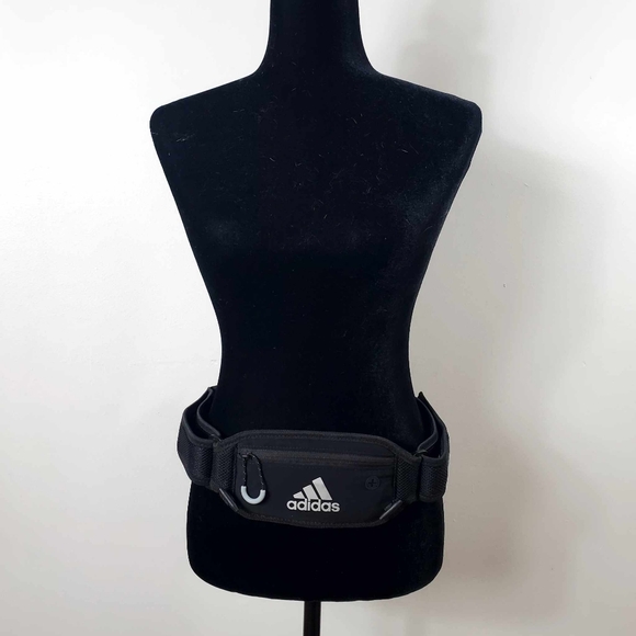 Adidas 3-Flask Hydration Running Belt with Front Zippered Pouch - Black - Picture 6 of 12